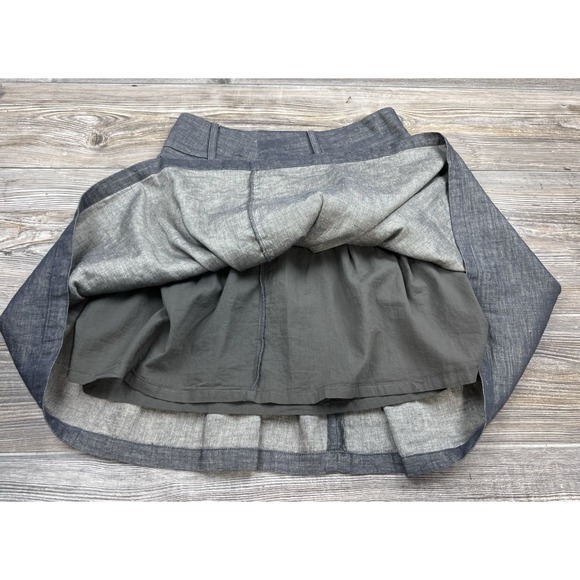 Vintage Y2K Forever Twenty One Mini Skirt S Linen Blend Pleated Grey Schoolcore - Picture 4 of 8